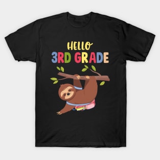 Funny Hello 3rd Grade Gift Back To School Sloth T-Shirt